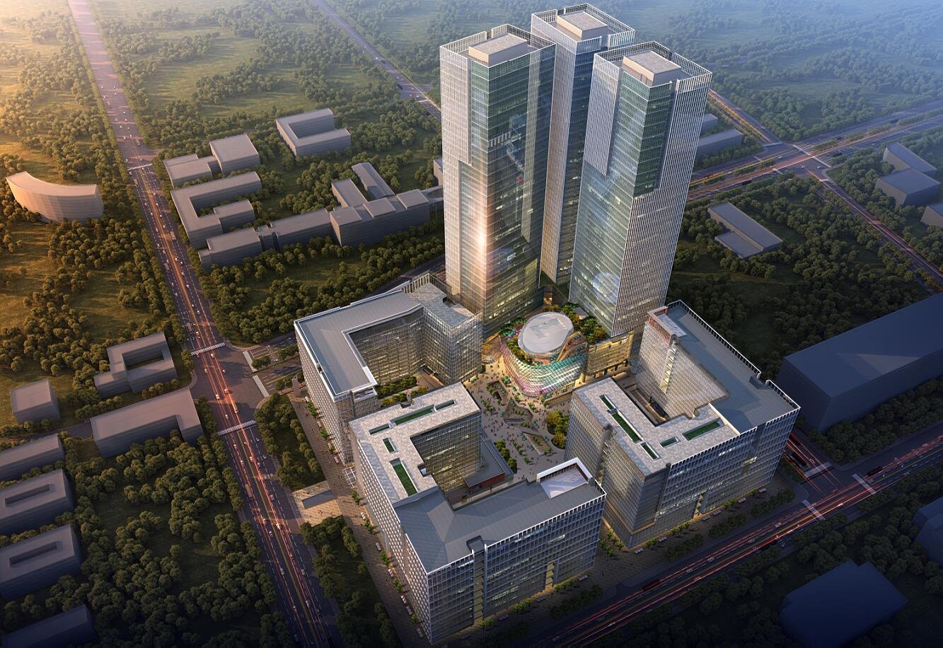 北京 CBD 大型超高层建筑群鸟瞰效果图